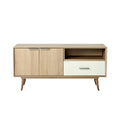 **Moderne houten TV-kast met opbergruimte en minimalistisch design**