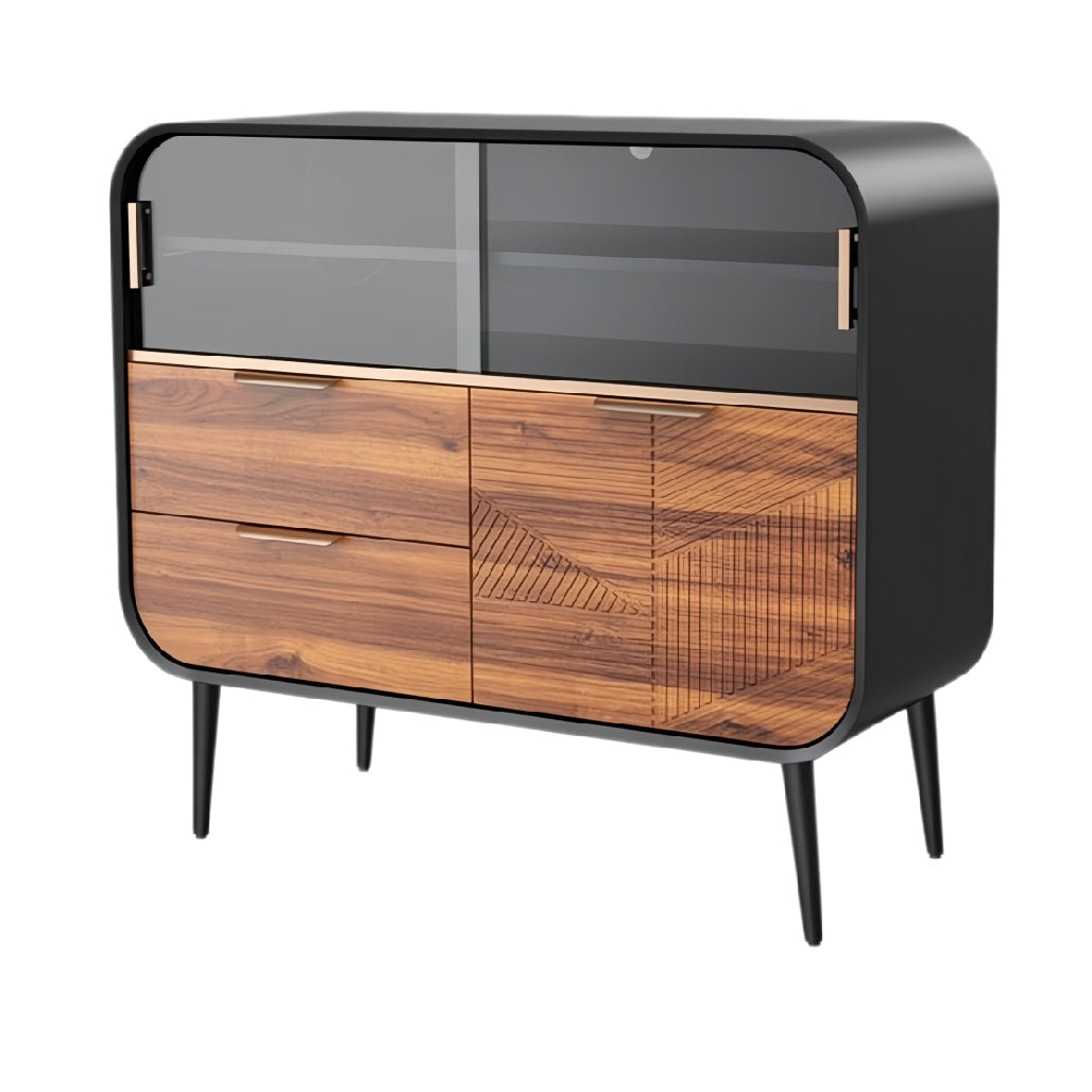 **Moderne Dressoir met Houtaccenten en Glasdeuren**